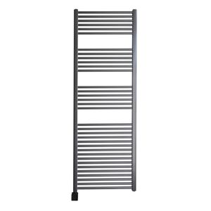 Sanicare elektrische design radiator 60x172 gunmetal met Bluetooth en thermostaat links zwart