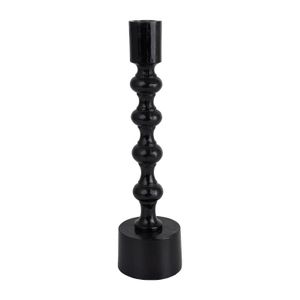 Kandelaar met bollen - zwart - 24 cm