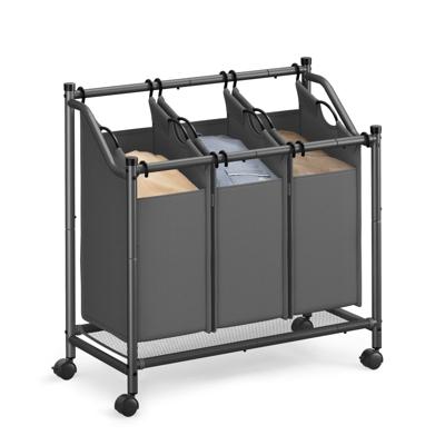 Waswagen met uitneembare zakken en wieltjes, Leigrijs / 135 L
