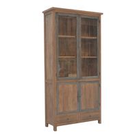 Teak Industriele Glaskast