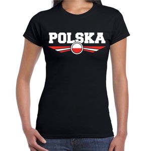 Polen / Polska landen t-shirt zwart dames