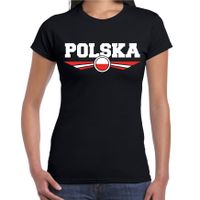 Polen / Polska landen t-shirt zwart dames - thumbnail