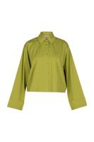 Erina poplin blouse - dark lime - 13478