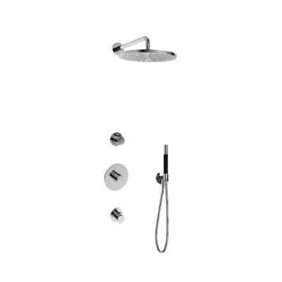 Hotbath Cobber - Inbouw Regendoucheset - Chroom - 2 Stopkranen - Thermostatisch - Wandarm 38.5 cm - Hoofddouche 300 mm - Staafhanddouche - Waterbesparend