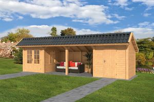 Lariks/Douglas Kapschuur Bergen L type 12 888x306 cm- Kapschuurdak- Onbehandeld lariks Douglas hout- Tuindeco