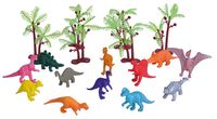 18x Plastic speelgoed dinosaurussen in emmer   - - thumbnail