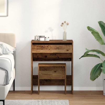 Kaptafel met lade Oud Hout 60 x 40 x 75 cm Bewerkt hout
