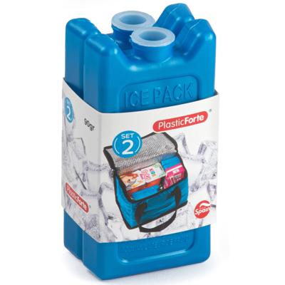 2x stuks 90 grams koelelementen - 11 x 5.5 cm - blauw - kunststof - met sneeuwvlokken print