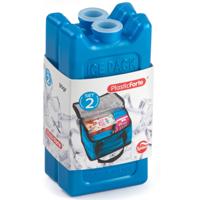 2x stuks 90 grams koelelementen - 11 x 5.5 cm - blauw - kunststof - met sneeuwvlokken print