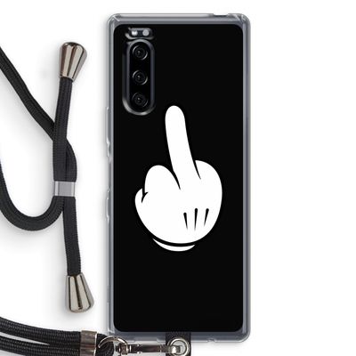Middle finger black: Sony Xperia 5 Transparant Hoesje met koord