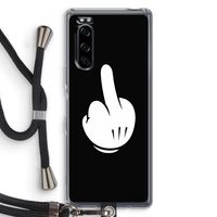 Middle finger black: Sony Xperia 5 Transparant Hoesje met koord