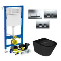 Geberit UP100 Toiletset set45 Wiesbaden Vesta Rimless Mat Zwart Met Delta drukplaat