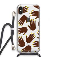 Hands dark: iPhone XS Transparant Hoesje met koord