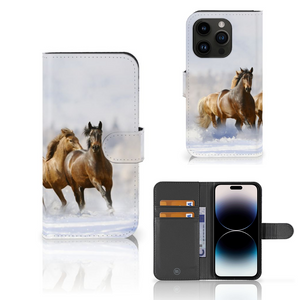 iPhone 15 Pro Telefoonhoesje met Pasjes Paarden