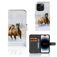 iPhone 15 Pro Telefoonhoesje met Pasjes Paarden