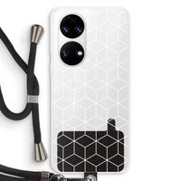 Zwart-witte kubussen: Huawei P50 Transparant Hoesje met koord