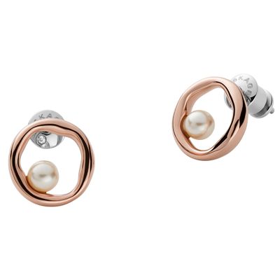 Skagen SKJ1438791 Oorknoppen Agnethe staal-kristal rosekleurig-wit