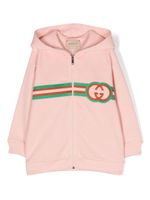 Gucci Kids hoodie zippé à logo brodé - Rose