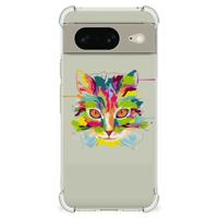 Google Pixel 8 Stevig | Bumper Hoesje | Cat Color