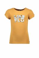 Like Flo Meisjes t-shirt open schouder - Bruin suiker