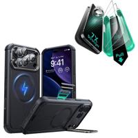 iPhone 17 Pro Max Bundle Cyber Tough Magnetic Case (Camera Control, Stash Stand) and Armorite Screen Protector - Black