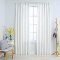 VidaXL Gordijnen verduisterend met haken 2 st 140x175 cm gebroken wit VidaXL Gordijnen verduisterend met haken 2 st 140x175 cm gebroken wit