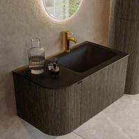 Badmeubel Mondiaz Kurve | 85 cm cm | Meubelkleur Shadow | Wastafelkleur Urban | Solid surface | Wasbak rechter zijde spoelbak | 1 kraangat