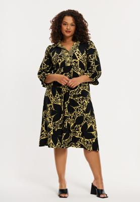 Yoek Dress waistseam PARADISE | Geel | Maat 58/60