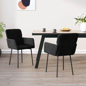 Eetkamerstoelen 2 st fluweel zwart