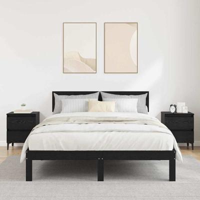 Nachtkastje 2 pcs Zwart eiken 40 x 35 x 50 cm Bewerkt hout