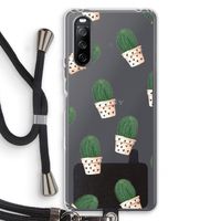 Cactusprint roze: Sony Sony Xperia 10 III Transparant Hoesje met koord