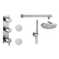 Thermostatische Inbouw Regendouche Set Wiesbaden Type 17 Body Jets Wandarm 20 cm Rond - thumbnail