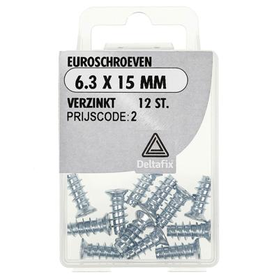 Euroschroeven 6.3x15mm vz 12st - Deltafix