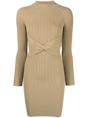 Dion Lee robe courte en maille nervurée - Vert