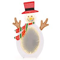 2D Kerstdecoratie Sneeuwpop Voorverlicht met 75 Warmwitte LED Lichtparels 2 Oneindige Lichtspiegels Hoge Hoed Sjaal voor Binnen/Buiten