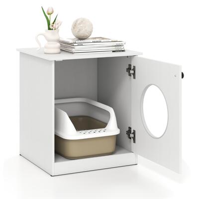 Kattenbak Verborgen Kattentoilet Binnenhuisdierhuis Multifunctionele Bijzettafel Kleine Houten Opbergkast voor Woonkamer Slaapkamer