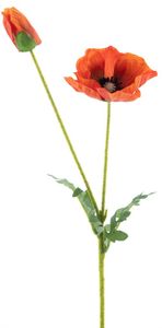 Poppy spray soo orange 62 cm kunstbloemen - Nova Nature