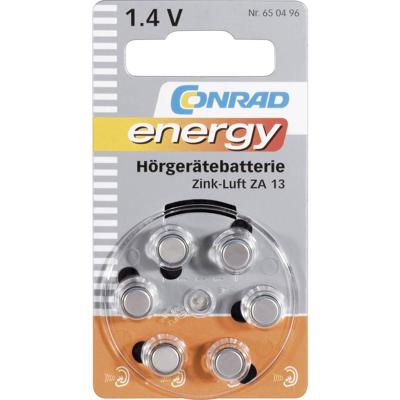 Conrad energy Knoopcel ZA13 1.4 V 6 stuk(s) 280 mAh Zink-lucht