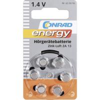 Conrad energy Knoopcel ZA13 1.4 V 6 stuk(s) 280 mAh Zink-lucht