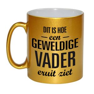 Gouden geweldige vader cadeau koffiemok / theebeker 330 ml