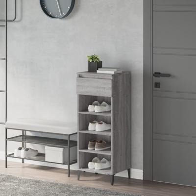 Schoenenrek 40x36x105 cm bewerkt hout grijs sonoma eikenkleurig