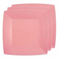 Santex Bordjes karton - 30x - vierkant - roze - 23 x 23 cm - feestbordjes