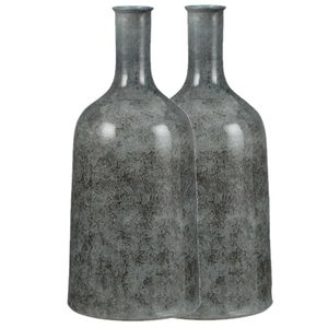 Fles bloemenvazen 2 stuks van terracotta in het blauw shadow D26 en H50 cm