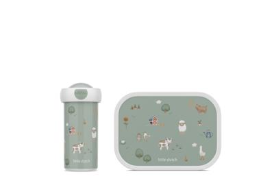 2-delige Mepal lunchset little farm lunchbox + schoolbeker