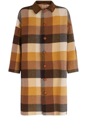 ETRO manteau en laine à carreaux - Marron