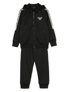 Emporio Armani Kids survêtement zippé à logo imprimé - Noir