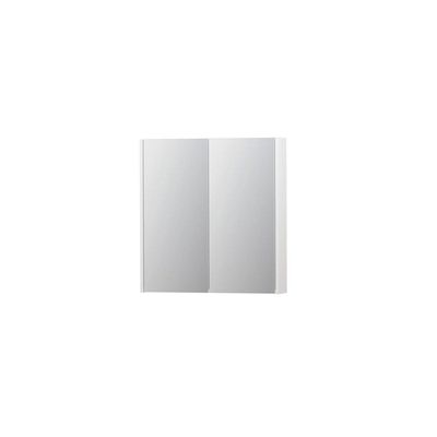 INK SPK2 Spiegelkast - 70x14x74cm - 2 deuren - dubbelzijdige Spiegel - schakelaar en stopcontact - MDF lak wit mat 1105151