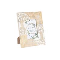 Fotolijsten DKD Home Decor Wit Bruin Hout Kristal Mangohout Boomstructuur Indiaas 20 x 2 x 25,5 cm