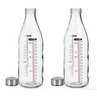 Vivalto Maatfles - Set van 3x stuks - 700 ml - glas - 8 x 27 cm - Azijnfles/oliefles - Afsluitbare m