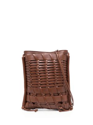 Hereu sac porté épaule Trena en cuir tressé - Marron